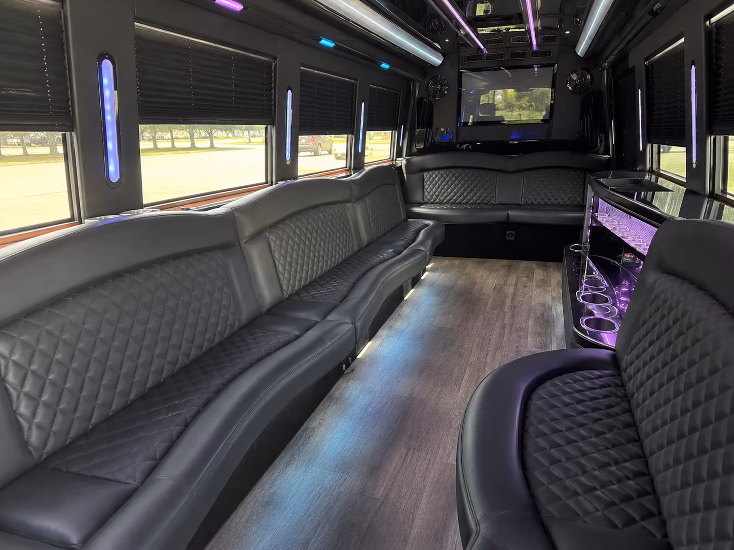 Irvine Private Event Transportation party bus interior
