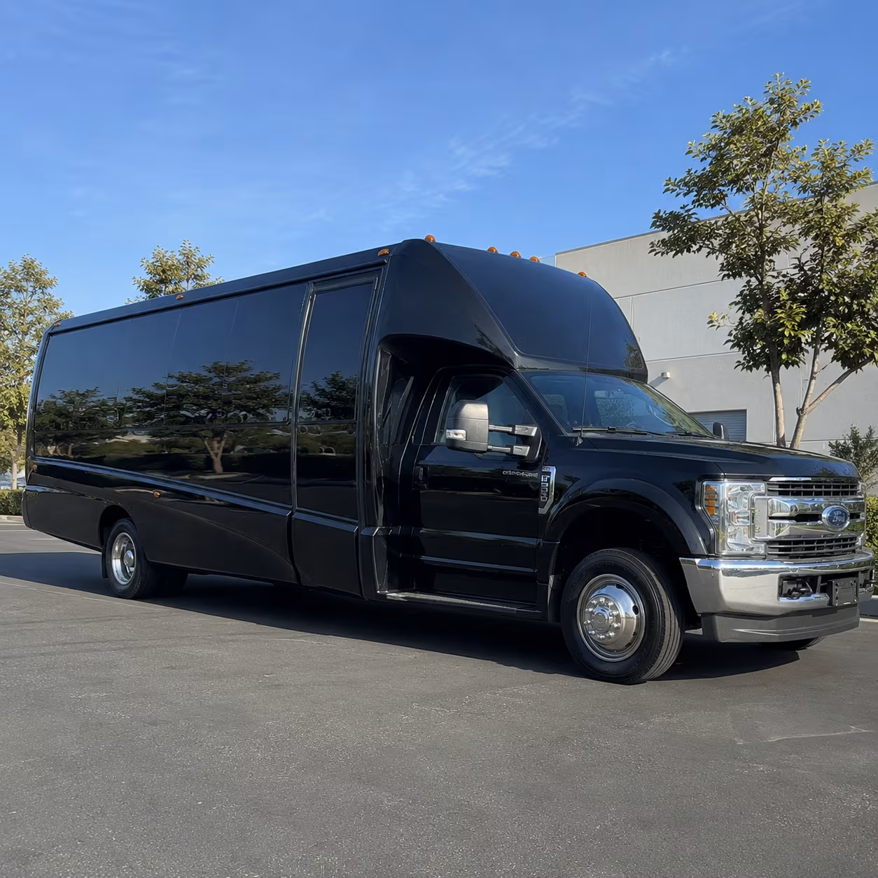 Irvine Private Event Transportation party bus exterior