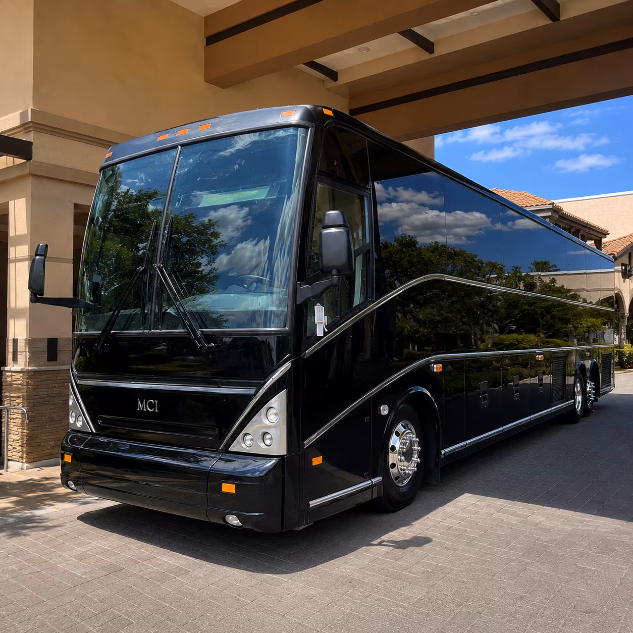 Irvine School Event Transportation party bus exterior